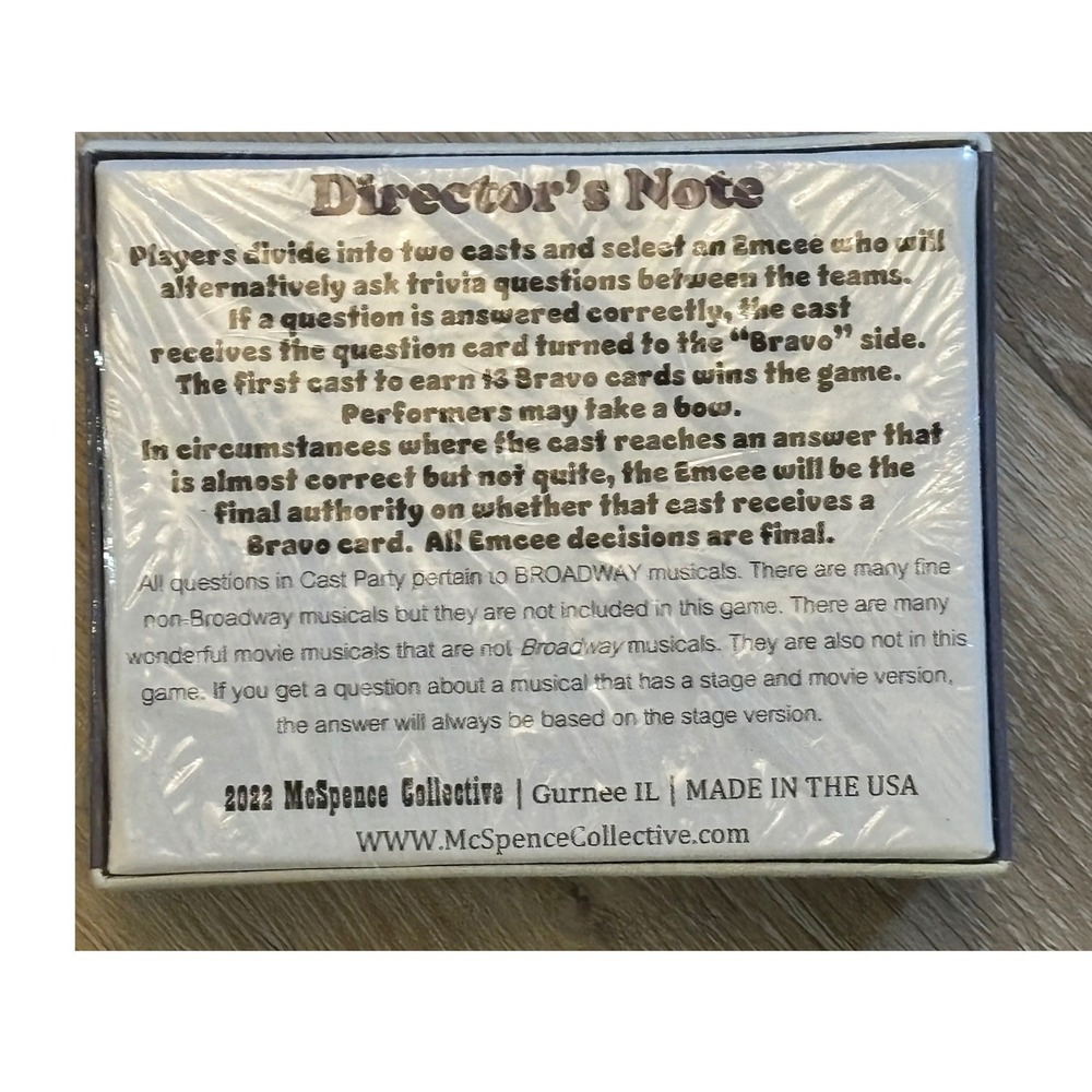 Cast Party Broadway Musical Trivia Game McSpence Collective New Sealed Theater - Picture 4 of 7